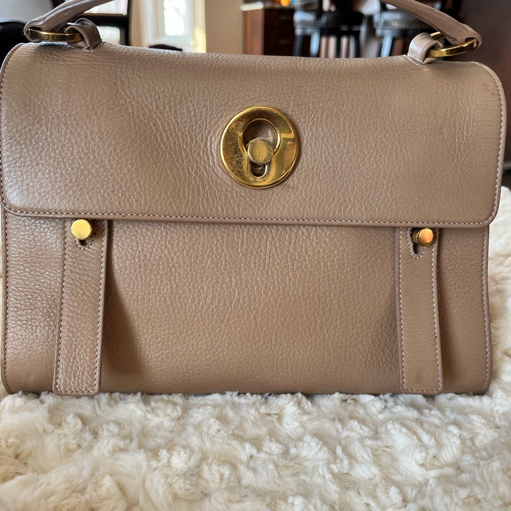 Yves Saint Laurent Taupe Leather Satchel